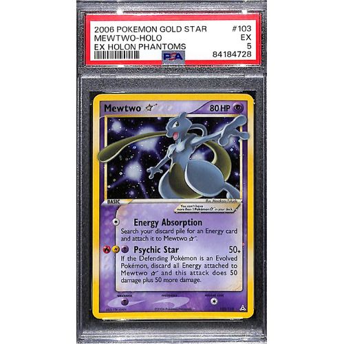 PSA 5 Mewtwo Holo Gold Star 103/110 - 2006 Pokemon EX Holo Phantoms #4728 - PokéBox Australia