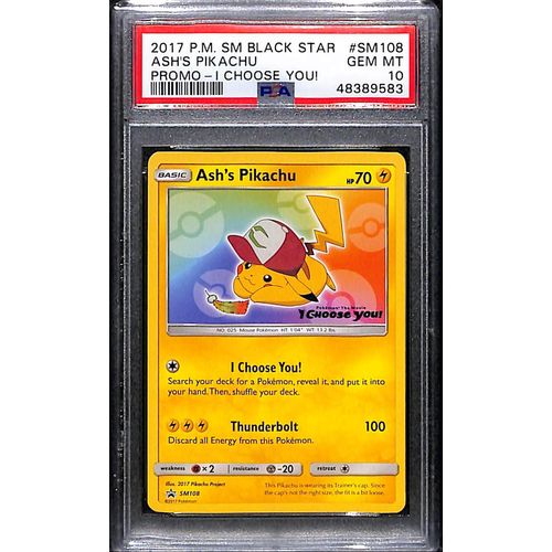 PSA 10 Ash's Pikachu SM108 - 2017 Pokemon Sun & Moon Promo - I Choose You #9583 - PokéBox Australia