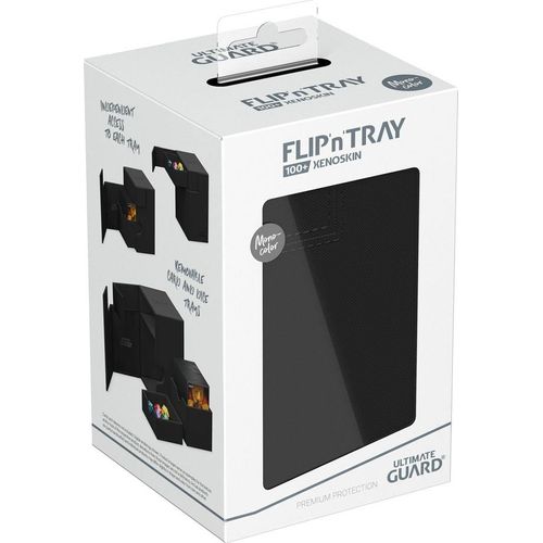 Ultimate Guard Flip n Tray 100+ XenoSkin Monocolor Black Deck Box - PokéBox Australia