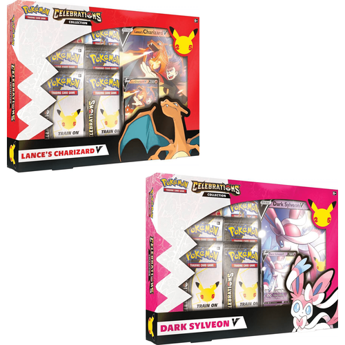 PRE-ORDER - POKÉMON TCG Celebrations -Lance’s Charizard V & Dark Sylveon V Boxes - PokéBox Australia